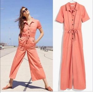 Madewell wide leg utility jumpsuit in coral